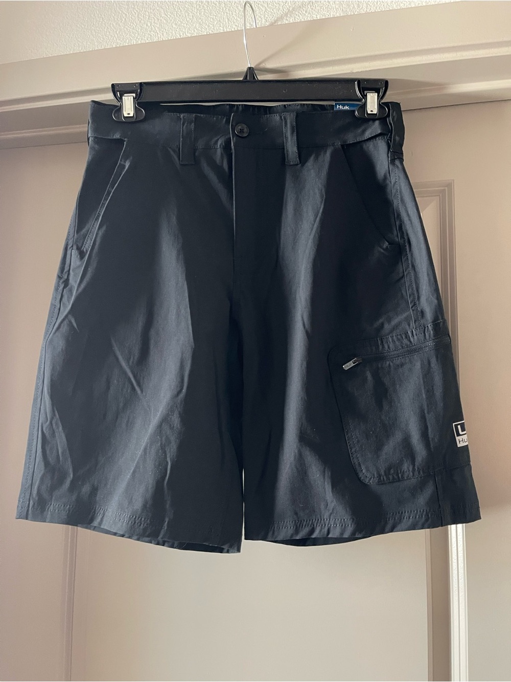 NWT Huk Men's Black Cargo Shorts with Side Utility Pocket